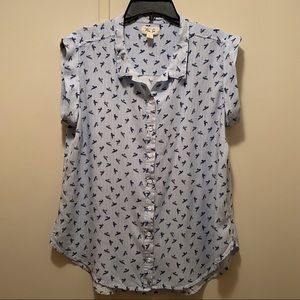 Pinstripe with Blue Birds Top